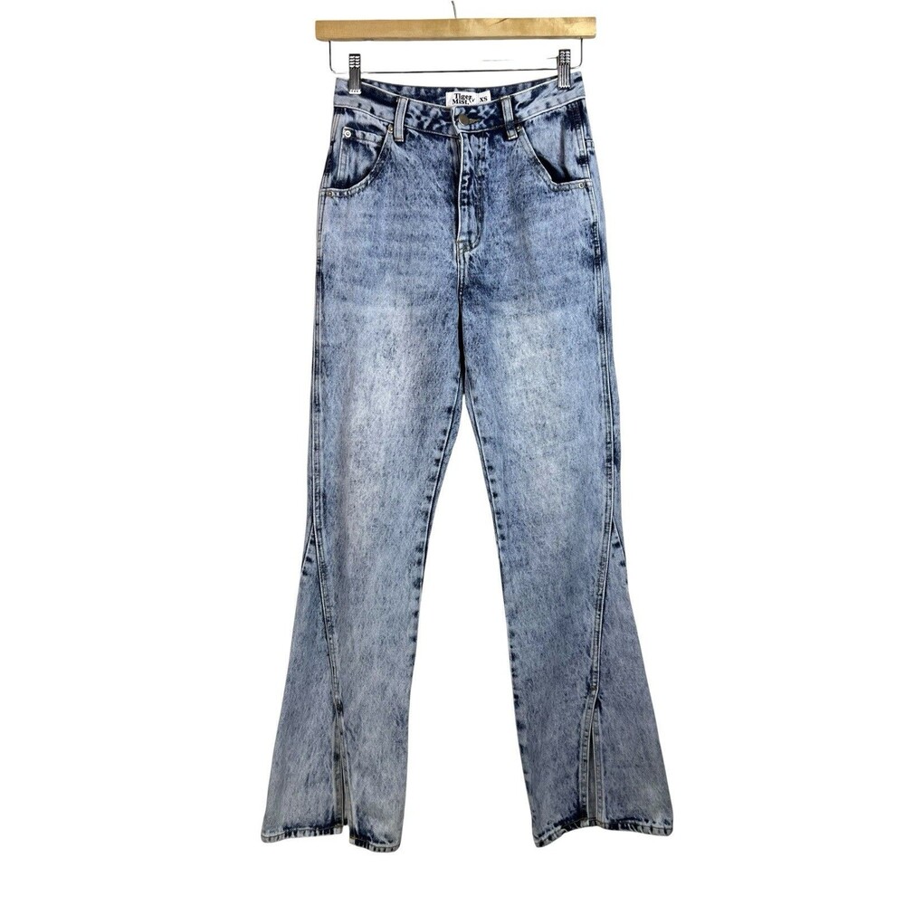 Tiger Mist High Rise Flare Split Hem Jeans Light Acid Wash Size XS Boho